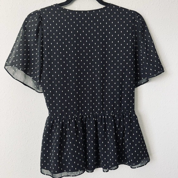 Madewell Flutter-Sleeve Peplum Wrap Top in Clipdot - Picture 6 of 6